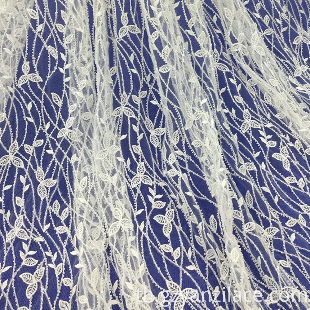 Off White Beaded Lace Fabric